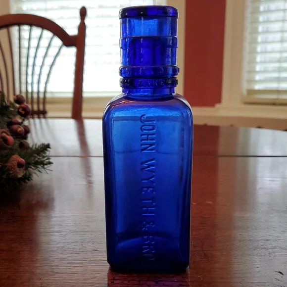 Vintage 1899, Blue Cobalt Glass - John Wyeth & Bro Bottle Pharmacy Bottle - Picture 1 of 10